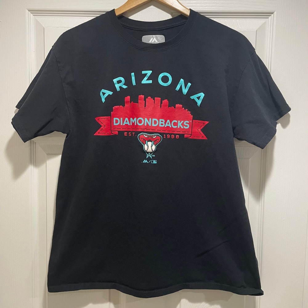 Majestic Mens Arizona Diamondbacks T-Shirt Large Black Cotton MLB Baseball Tee - Picture 4 of 6